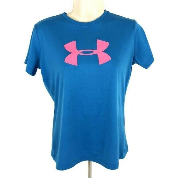 Under Armour Size YLG Youth Large Short Sleeve T-Shirt Loose Fit Blue - Picture 5 of 8